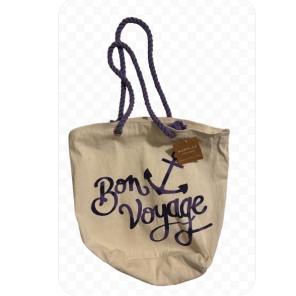 MABELLE TOTE BEACH CARRYALL Large  22.5” X 18” White Purple